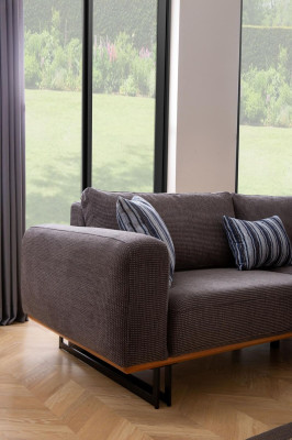 Designer Ecksofa L Form Polster Textil Modern Braun Luxus Wohnlandschaft