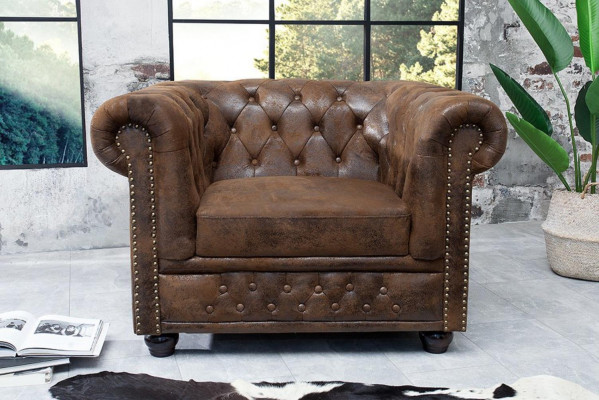 Chesterfield Sessel Fernseh Couch 1 Sitzer Sofa Textil Stoff Couchen Polster