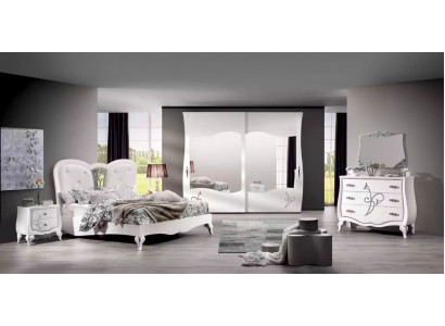 Schlafzimmer 5 tlg. Set Bett 2x Nachttische Kleiderschrank Modern Möbel