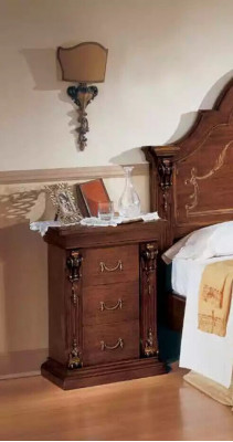 Klassisches Braunes Schlafzimmer Set Bett 2x Nachttische Kommode Set 5tlg