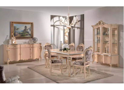 Esszimmer Möbel Esstisch Vitrine Kommode 4x Stühle Essgruppen 7 tlg Garnitur