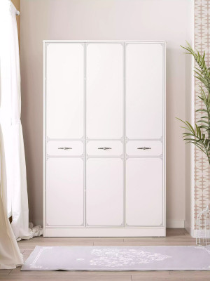 Holzschrank Luxus Kleiderschrank Schrank Möbel Holz Weiß 3 Tür Design