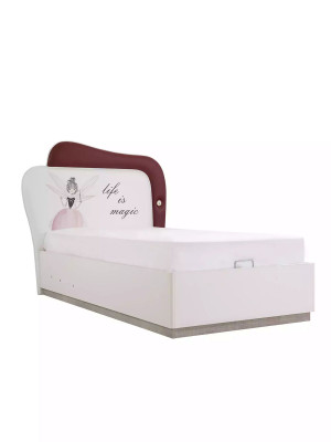 Weiß-rotes Kinderbett Mädchen Bett Einzelbett Holzgestell Möbel Möbel Neu