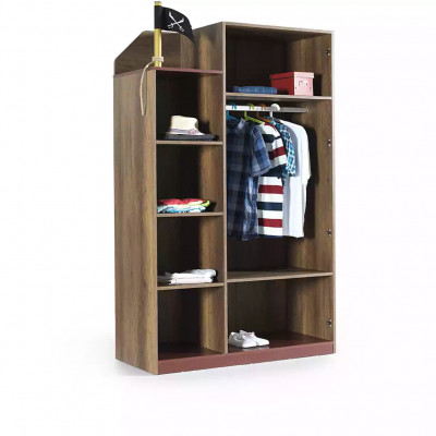 Pirat Holzschrank Luxus Kleiderschrank Schrank Kinder Holz Braun 3 Tür