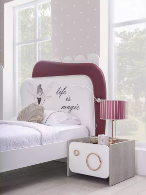 Weißes Kinderbett Mädchenbett Holz Möbel Nachttisch Möbel Set Set 2tlg