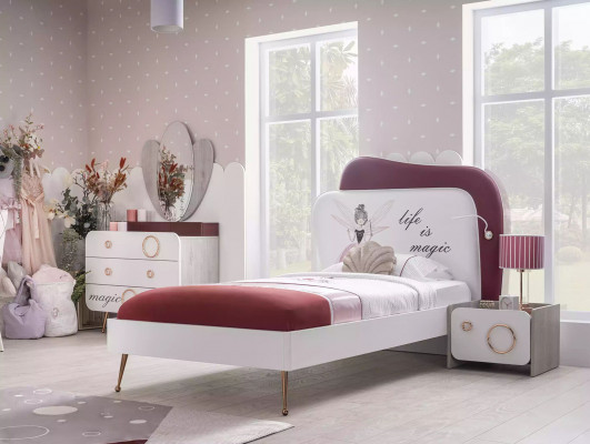 Weißes Kinderbett Mädchenbett Holz Möbel Nachttisch Möbel Set Set 2tlg