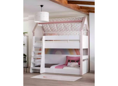 Etagenbett Kinderzimmer Kinderbtt Bett Bettrahmen Holz Rosa Hochbett