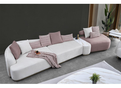 Wohnlandschaft Stoffsofa Rosa Großes Sofa Polstersofa Modern Sofas
