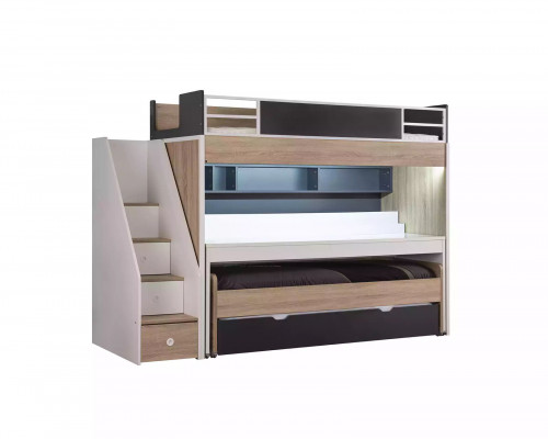Luxus Etagenbett Bett 3 Schlafplätze Multifunktionsbett Holz Hochbett Holz