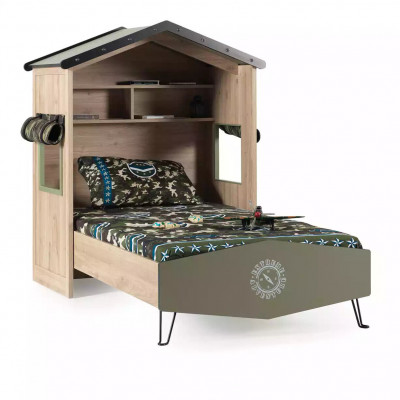 Kindermöbel Luxus Kinderzimmer Garnitur Bett Grün Bettrahmen 5tlg Holz