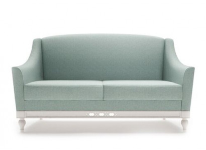 Chippendale Sofa 2 Sitzer Landhaus Stoffsofa mit Holz Designer Garnitur FL-2Siz