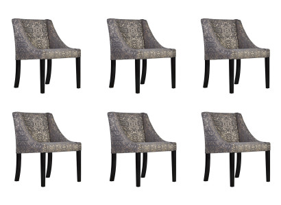 6x Stühle Stuhl Polster Design Lounge Club Sitz Lehn Garnitur Sessel CHANL Neu
