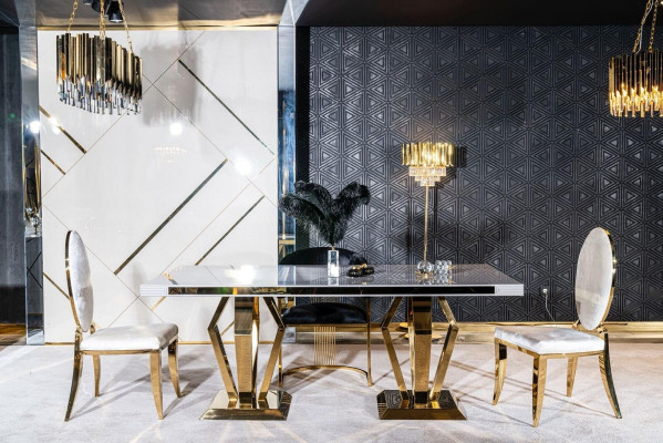 Esszimmer Stuhl weiß Luxus Metall mit Textil Stühle Stil Modern Lehnstuhl