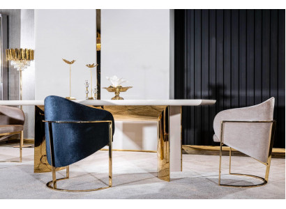 Esszimmer Stuhl Luxus stuhl Metall mit Textil Neu Stühle Stil Modern