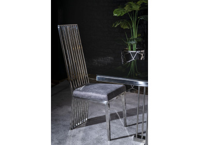 Esszimmer Stuhl grau Luxus stuhl Metall mit Textil Stühle Stil Modern