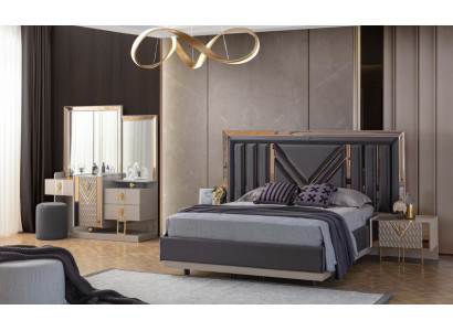 Komplette Schlafzimmer Garnitur Graues Bett Schminktisch Mit Spiegel