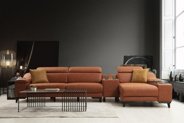 Luxus Ecksofa L-Form Sofa Couch Design Polster Modern Textil Wohnzimmer Neu