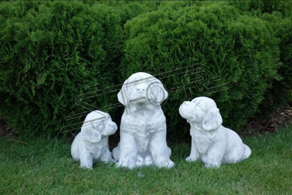 Garten Dekoration Hund Terrasse Stein Weiß Figur Figuren Dekorative Statue