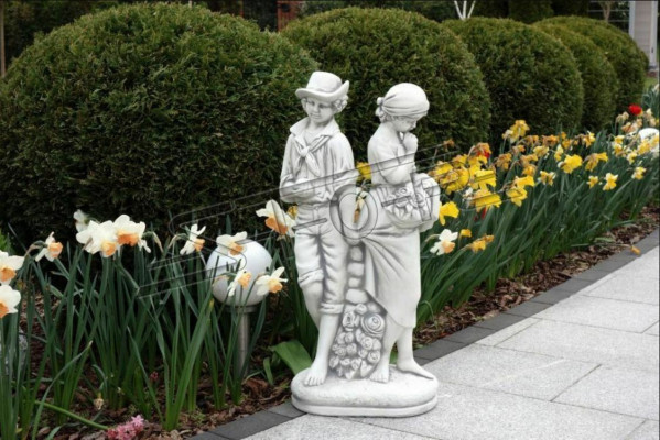 Paar 43cm Skulptur Design Figur Statue Garten Figuren Statuen