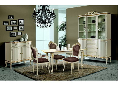 Luxus Esszimmer Set Garnitur 6tlg Weiß Holz Möbel Kommode 3x Stuhl Tisch