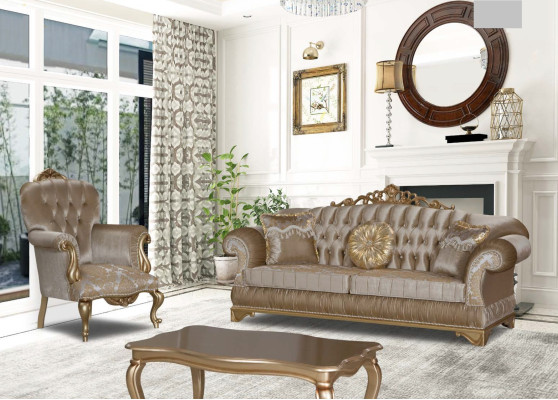 Goldener Couchtisch Tisch Beistelltisch Kaffeetisch Luxus Holz Design Modern