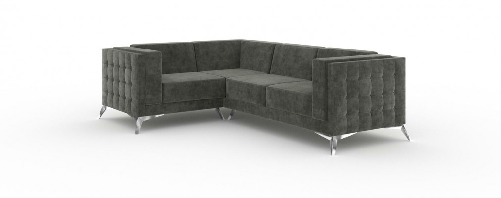 Chesterfield Ecksofa L-Form Stoff Couch Design Polster Sitz Textil Sofa Eck Neu