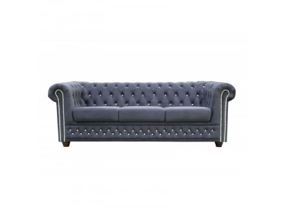 Chesterfield Sofagarnitur 3+2+1 Schlafsofa Sofa Couch Polster Leder Sofas Bett