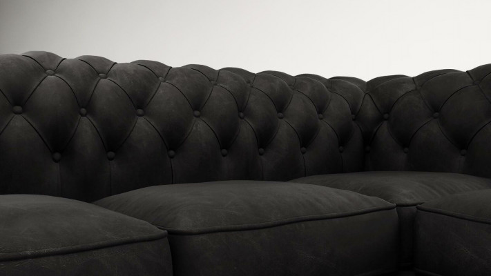 Chesterfield Ecksofa L-Form Stoff Design Couch Polster Sitz Sofa Textil