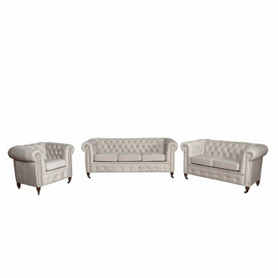 Chesterfield 3+2+1 Sitzer Sofagarnitur + Hocker Couch Sofa Leder Textil Couchen