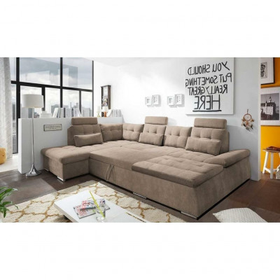 Bettfunktion Ecksofa U-Form Sofa Couch Design Couch Polster Textil Modern