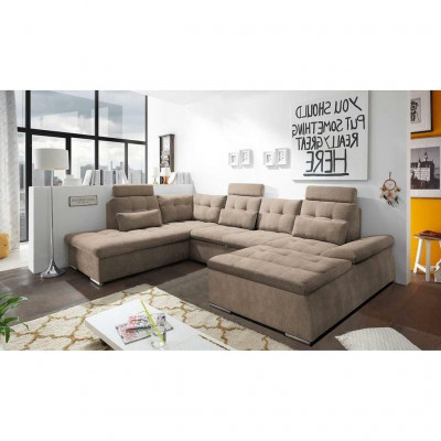 Bettfunktion Ecksofa U-Form Sofa Couch Design Couch Polster Textil Modern
