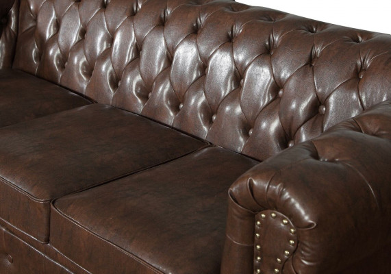 Chesterfield 3 Sitzer Sofa Ledersofa Couch Polster Sitz Sofas Dreisitzer