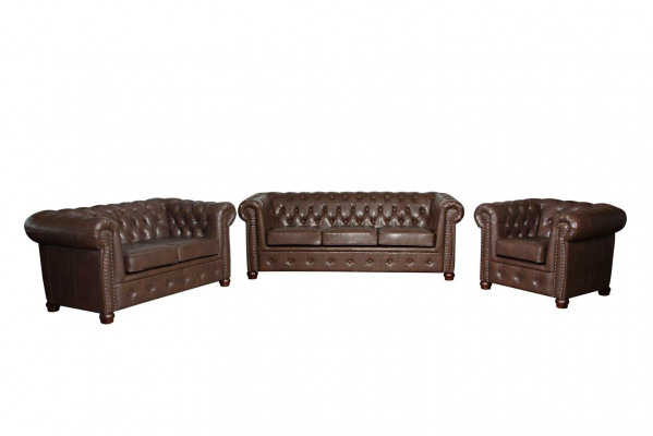 Chesterfield 3 Sitzer Sofa Ledersofa Couch Polster Sitz Sofas Dreisitzer