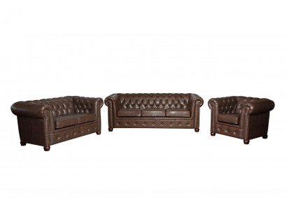 Chesterfield 3 Sitzer Sofa Ledersofa Couch Polster Sitz Sofas Dreisitzer
