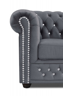 Chesterfield Textil Couch Polster 2Sitzer Sofas Couchen schwarze Zweisitzer Neu