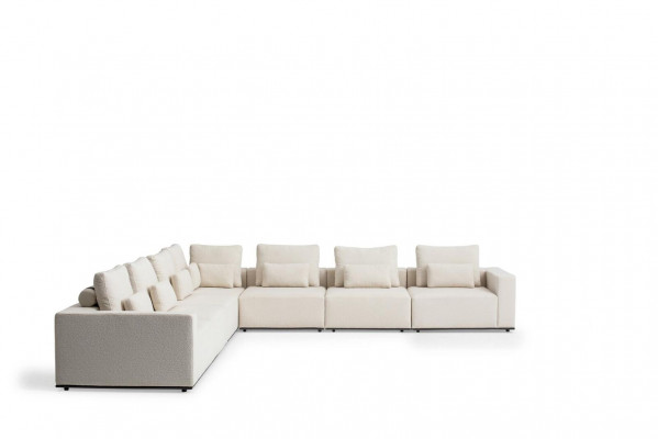 Weiße Sitzgarnitur Eckcouch Textil Sofas Wohnzimmer Eckgarnitur Modern