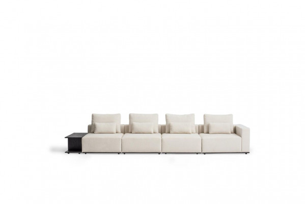 Weißer Fünfsitzer Wohnzimmer Couch Textil Möbel Moderne Sofas Design