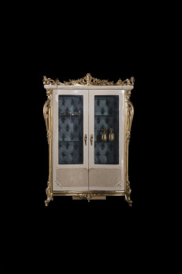 Vitrine Beige Design Elegantes Schön Esszimmer Modern Luxus Metall Vitrinen Neu