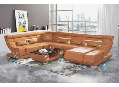Design Sofas Wohnlandschaft Sofa U Form Ecksofa Braun Couchen Möbel