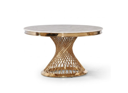 Designer Goldener Rundtisch Edelstahl Tische Stilvolle Esszimmer Möbel