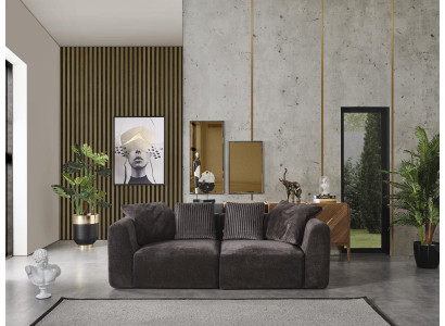 Sofa 3 Sitzer Polster Sofas Textil Wohnzimmer Neu Möbel Modern grau