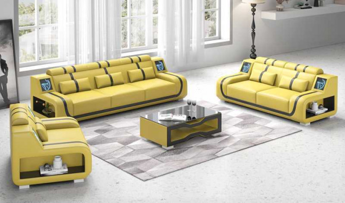 Wohnzimmer Komplette Ledersofas Couchgarnitur Sofagarnitur Braun 3tlg