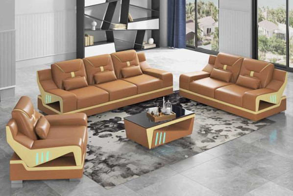 Luxus Sofagarnitur Komplette Couchgarnitur Schwarz Kunstleder Sofa 321