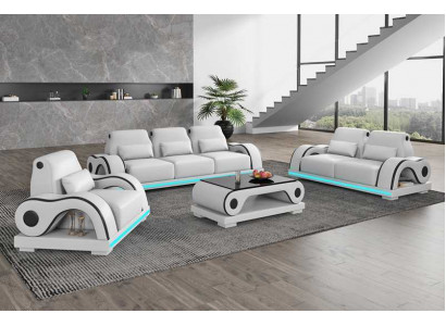 Couchgarnitur Sofagarnitur Luxus Komplette Weiß Ledersofa Couch Modern Sofa