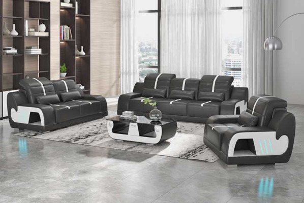 Couchgarnitur Luxus Sofagarnitur Komplette Weiß Kunstleder Sofa 321