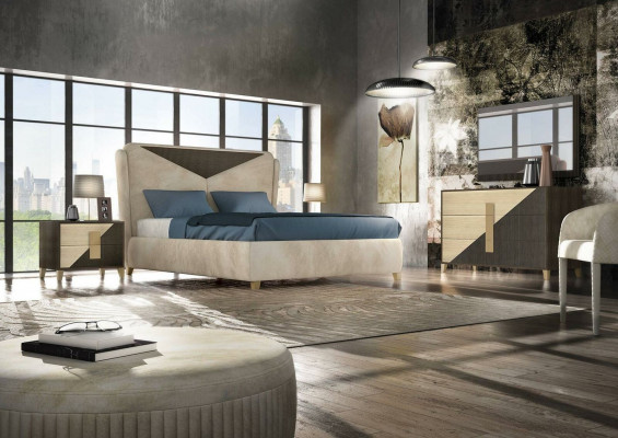 Schlafzimmer 3 tlg. Set Bett 2x Betten Nachttisch Konsole Doppel Hotel