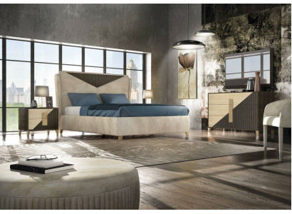 Schlafzimmer 3 tlg. Set Bett 2x Betten Nachttisch Konsole Doppel Hotel