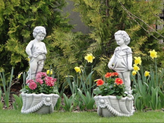 Figur Blumenkübel Pflanz Kübel Dekoration Blumentöpfe Figur Dekor Garten