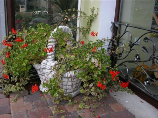 Figur Blumenkübel Pflanz Kübel Dekoration Weiß Figur Blumentöpfe Garten