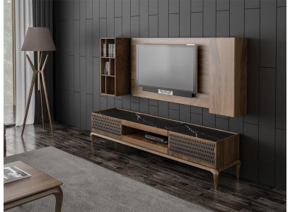 Holzmöbel Wohnzimmer Set 4tlg TV-Ständer Bücherregale Wohnwand TV Rahmen Neu